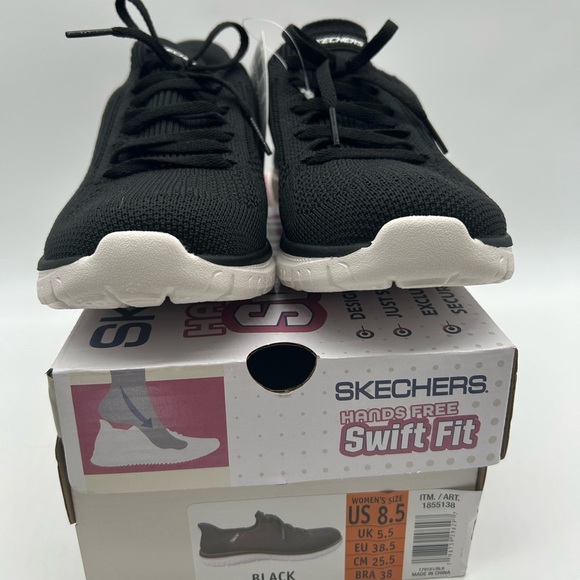 Skechers Swift Fit Sneakers Women’s 8.5 Black Hands-Free Slip-On Comfort NWT - Picture 9 of 11